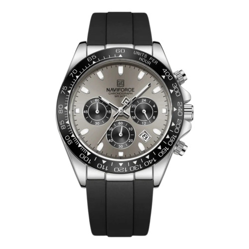 ساعة رجالية Naviforce NF8054 Men’s Watch – Round Dial, Quartz Movement, Silicone Strap, Chronograph, Luminous Display