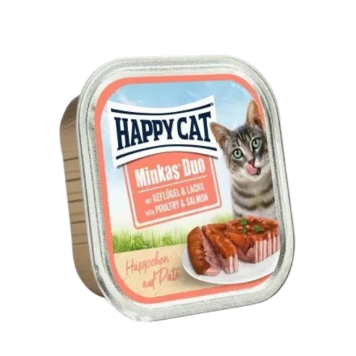 طعام قطط بالدواجن والسلمون Minkas Duo Cat Food with Poultry and Lamb
