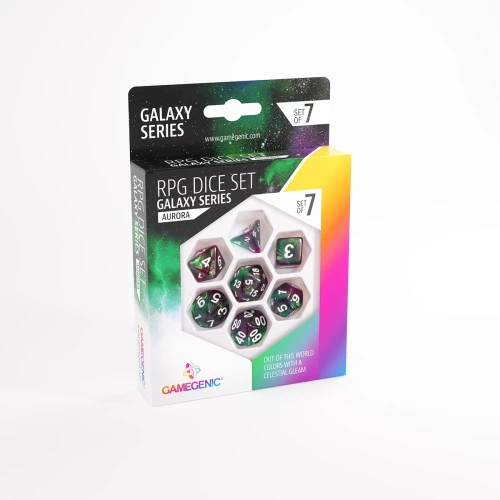 سيت زارات 3D اورورا GAMEGENIC RPG DICE SET - GALAXY SERIES - AURORA