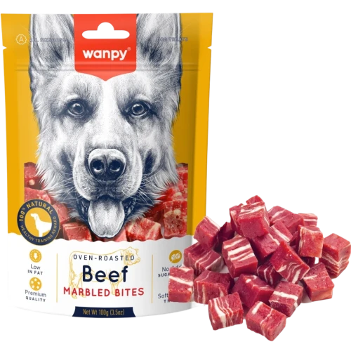 مكافآت الكلاب بقطع اللحم البقري المشوي Oven-Roasted Beef Marbled Bites Dog Treats