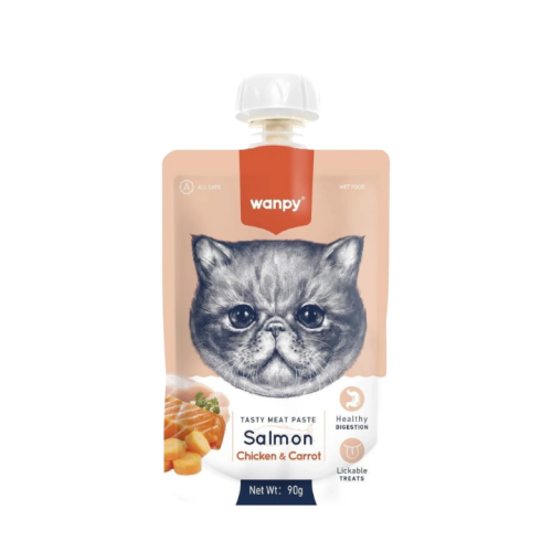 طعام القطط المهروس بالسلمون والدجاج والجزر Tasty Meat Paste Salmon, Chicken & Carrot for Cats
