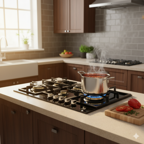 طباخ مدمج فاخر 5 شعلات نحاسية بتصميم عصري متطور Built-in cooker