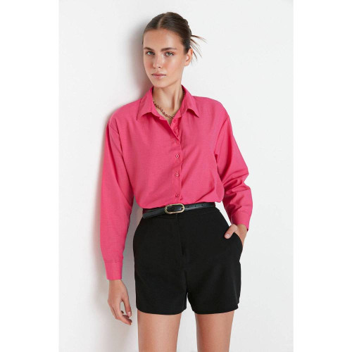 قميص منسوج من القطن بقصة فضفاضة Loose Fit Cotton Woven Shirt