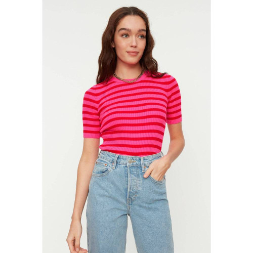 سترة بيسيك محبوكة ومخططة Basic Striped Knitwear Sweater