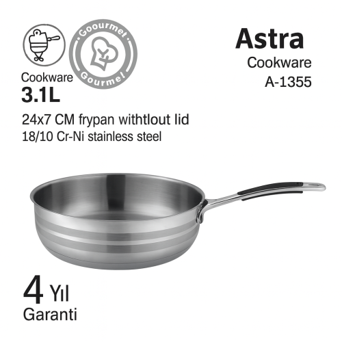 مقلاة ستانلس ستيل أسترا 24 سم Astra Stainless Steel Frypan 24cm
