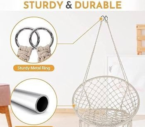 أرجوحة معلّقة ماكرامي بتصميم بوهو Macramé Hanging Swing Chair Boho Style