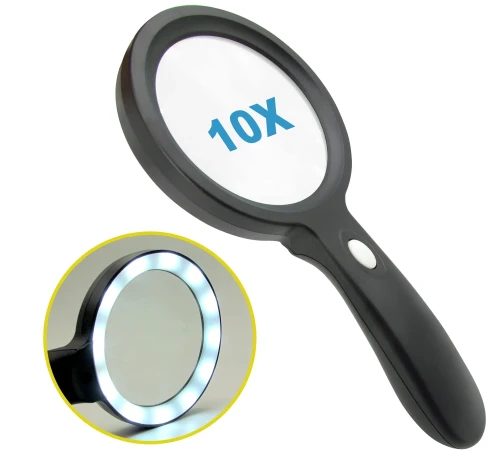 عدسة مكبرة محمولة بتكبير 10 أضعاف Portable magnifying glass with 10x magnification