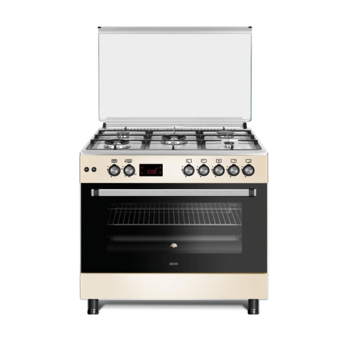 طباخ غازي انسايد - 5 مشاعل - ستيل - بيجي Inside Gas Cooker - 5 Burners - Steel - Beige