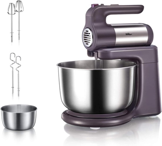 خلاط ستاند كهربائي بير سعة 3 لتر – وعاء ستانلس ستيل وملحقات كاملة Electric Stand Mixer – 300W Stainless Steel Bowl with Full Accessories
