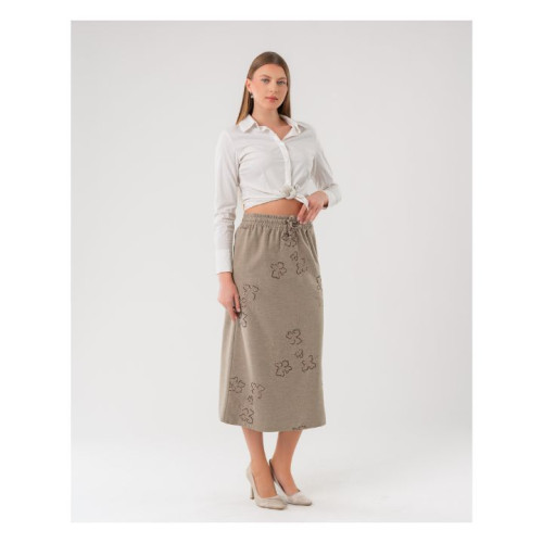 تنورة ميدي نسائية نقش زهري Women's Midi Skirt  with Floral Embroidery