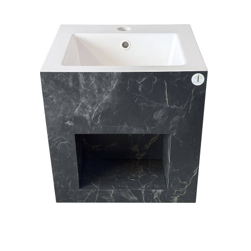 مغسلة بورسلين بتصميم رخامي أنيق - 40×40 سم Marble-Style Porcelain Cube Sink – 40×40 cm