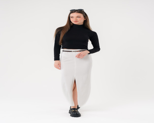 تنّورة نسائية بحزام وفتحة أمامية Women's Belted Skirt with Slit Front