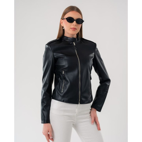 قمصلة جلد نسائية Women's Black Faux Leather Jacket
