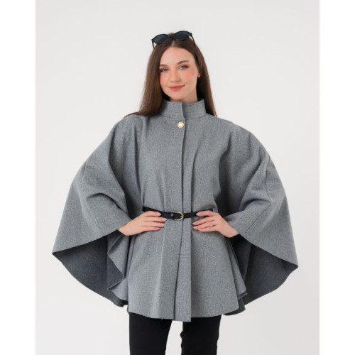 جاكيت كيب صوفي فضفاض Wool Blend Flowy Cape Jacket