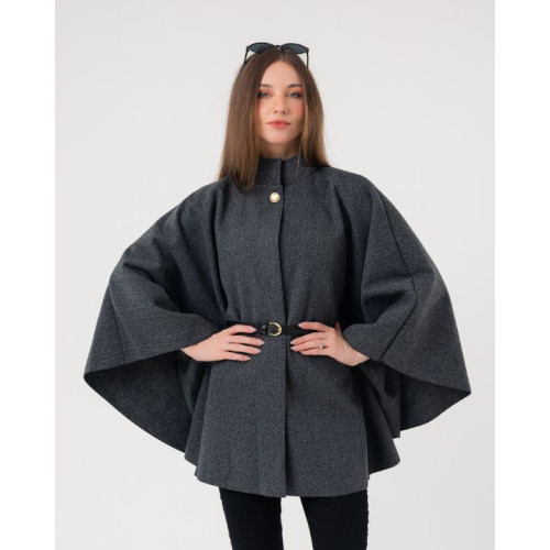 جاكيت كيب صوفي فضفاض Wool Blend Flowy Cape Jacket