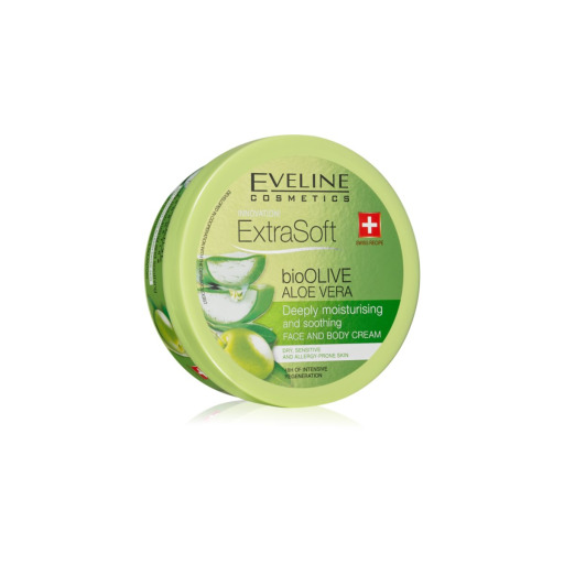 كريم مرطب للوجه والجسم بزيت الزيتون والصبار Eveline Cosmetics Extra Soft Olive & Aloe Vera Cream