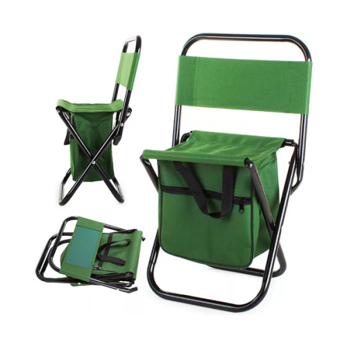كرسي تخييم قابل للطي مع حقيبة مبرد مدمجة – أخضر Folding Camping Chair with Built-in Cooler Bag – Green