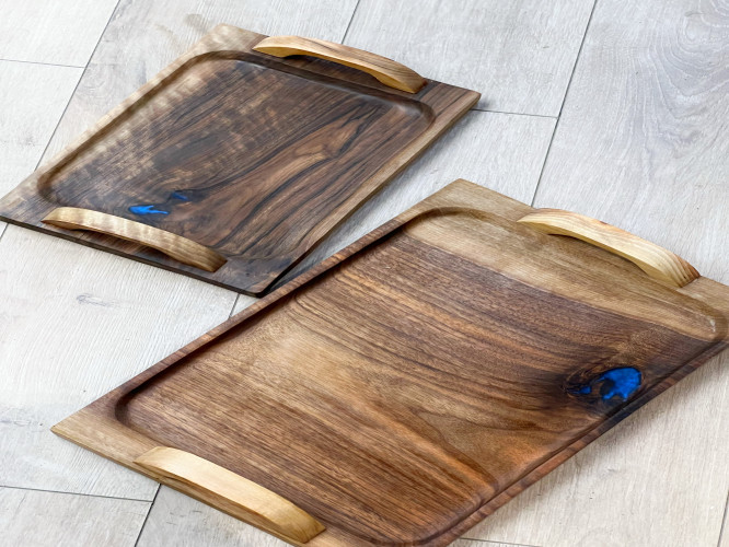 سيت صواني خشب طبيعي Natural wood tray