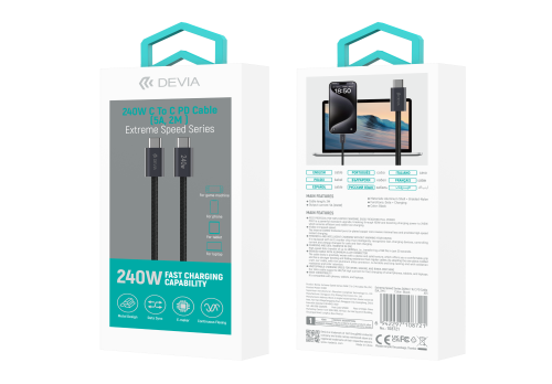 كيبل تايب سي الى تايب سي 240 واط - 2 متر USB-C to USB-C Cable 240W  - 2M