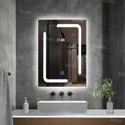 مرآة حمام LED بقياس 70×50 سم ثلاث ألوان Smart LED Bathroom Mirror 70×50 cm – 3 Color Lighting