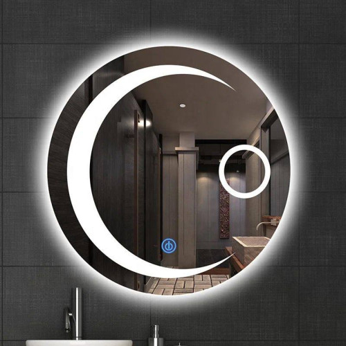 مرآة حمام LED دائرية قياس 60×60 سم ثلاث ألوان Round LED Bathroom Mirror 60×60 cm – 3 Color Lighting