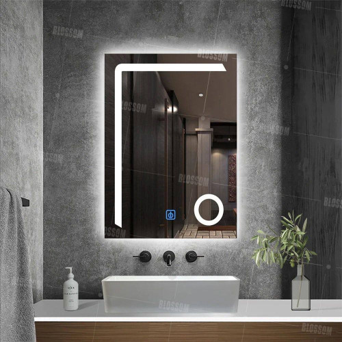 مرآة حمام LED قياس 50×70 سم ثلاث ألوان Smart LED Bathroom Mirror 50×70 cm – 3 Color Lighting
