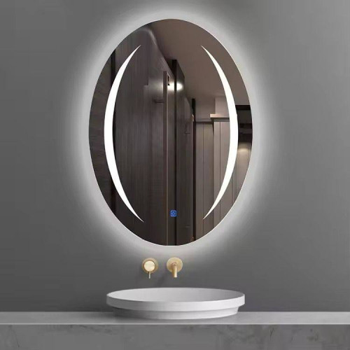 مرآة حمام LED بيضاوية قياس 50×70 سم ثلاث ألوان Oval LED Bathroom Mirror 50×70 cm – 3 Color Lighting