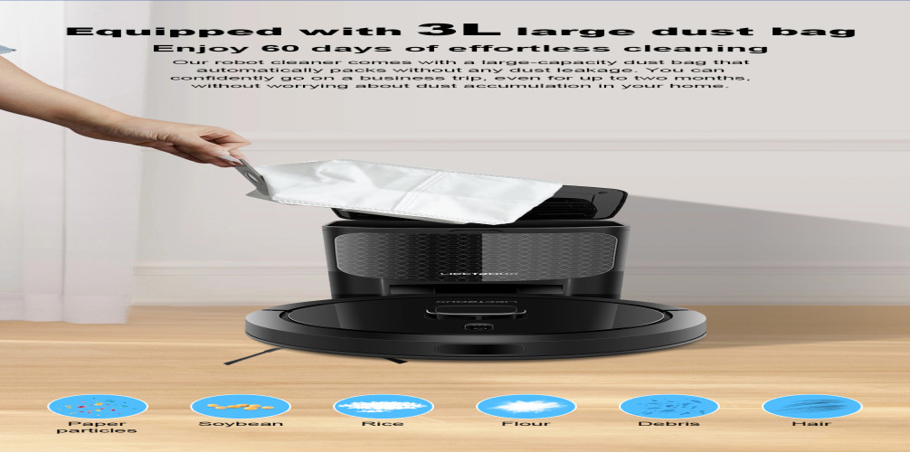 روبوت تنظيف ذكي G7 مع تفريغ ذاتي من Liectroux Liectroux G7 Self-Emptying Smart Robot Vacuum Cleaner