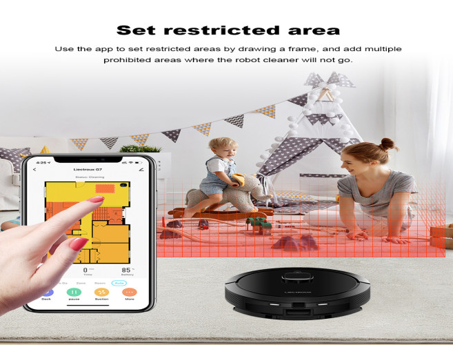 روبوت تنظيف ذكي G7 مع تفريغ ذاتي من Liectroux Liectroux G7 Self-Emptying Smart Robot Vacuum Cleaner