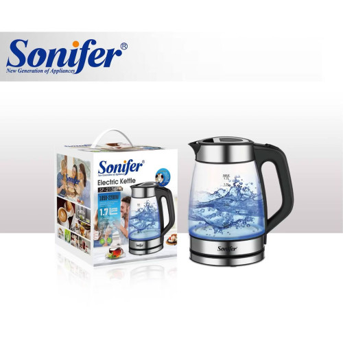 غلاية سونيفر الزجاجية بإضاءة LED Sonifer Electric Glass Kettle