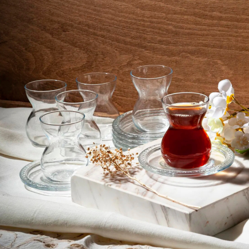 سيت استكان زجاجي 6 قطع من ماركة باشابهجة Pasabahce Glass Tea Set