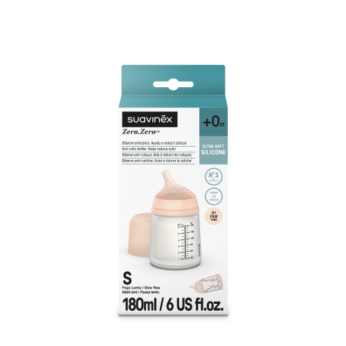 رضاعة ZERO ZERO بحلمة ذات تدفق بطيء فاتح اللون S BREASTFEEDING BOTT 180ML SS LIGHT L3
