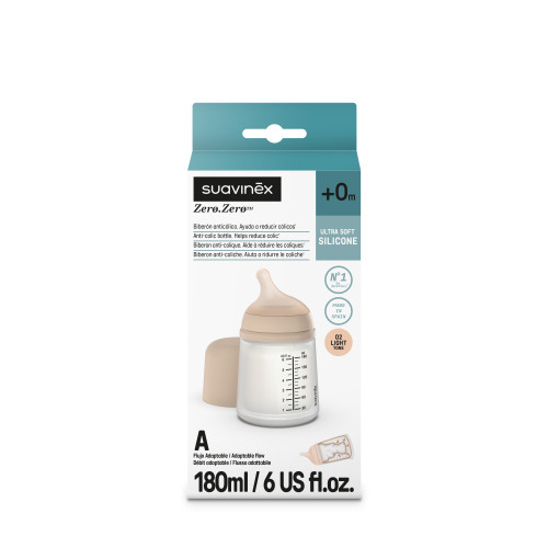 رضاعة ZERO ZERO بحلمة ذات تدفق قابل للتكيف متوسط اللون S BREASTFEEDING BOTT 180ML SU MEDIUM L3