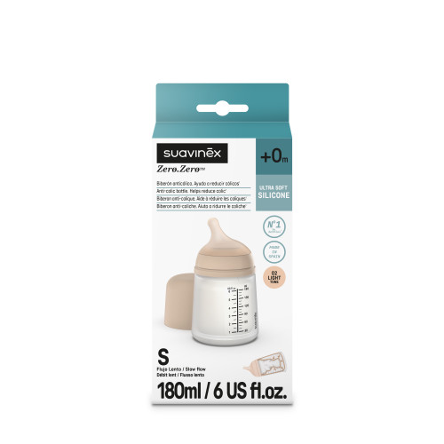 رضااعة ZERO ZERO `بحلمة ذات تدفق بطيء متوسط اللون S BREASTFEEDING BOTT 180ML SS MEDIUM L3