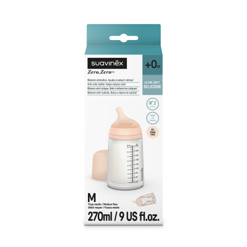 رضاعة ZERO ZERO بحلمة ذات تدفق متوسط فاتح اللون S BREASTFEEDING BOTT 270ML SM LIGHT L3