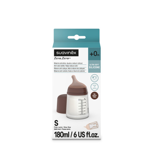 رضاعة ZERO ZERO بحلمة ذات تدفق بطيء داكن اللون S BREASTFEEDING BOTT 180ML SS DEEP L3