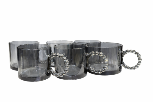 سيت اكواب شاي لون اسود 6 قطع 6-piece black tea cup set