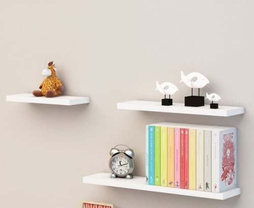 رف خشبي جداري عائم 40 سم Wooden Floating Wall Shelf 40 cm