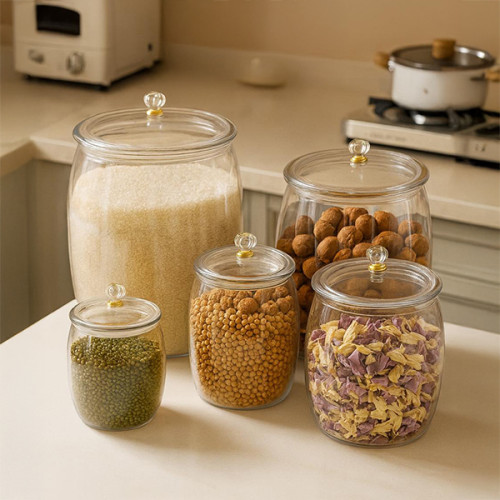 طقم منظمات تخزين أكرليك فاخر (5 قطع) - أحجام كبيرة ومقاومة للكسر 5-Piece Heavy-Duty Acrylic Storage Set - Large Capacity & Shatterproof