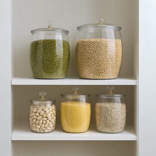 طقم منظمات تخزين أكرليك فاخر (5 قطع) - أحجام كبيرة ومقاومة للكسر 5-Piece Heavy-Duty Acrylic Storage Set - Large Capacity & Shatterproof