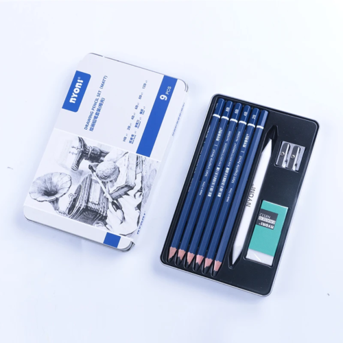 تدرجات رصاص علبة معدنية Drawing pencil set 9 pcs