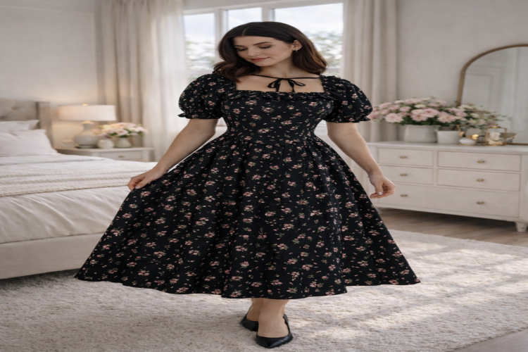 فستان بيت / دشداشة بنقشة الورد الناعمة Short dress / dress