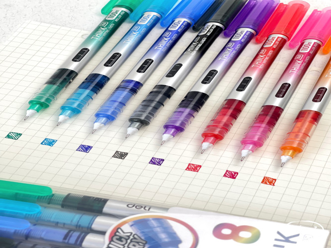 سيت 8 قلم ملون Deli Roller Pen think