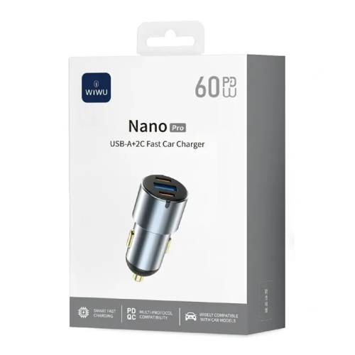 WiWU Wi-CC032 Nano Pro A+2C شاحن سيارة سريع 60 واط WiWU Wi-CC032 Nano Pro A+2C Fast Car Charger 60W