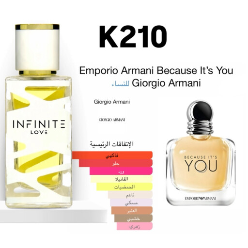 عطر انفنت لوف كود K210 المستوحى من العطر الأصلي عطر أمبريو ارماني بيكوز اتس يو جورجيو ارماني