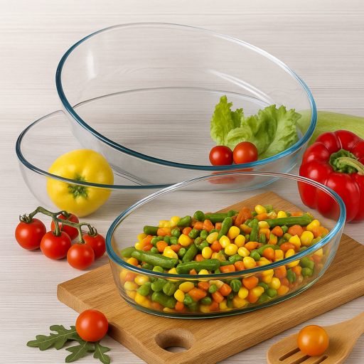 سيت بايركس حراري بيضوي 3 قطع من ماركة بوركام Borcam Pyrex Mold Set