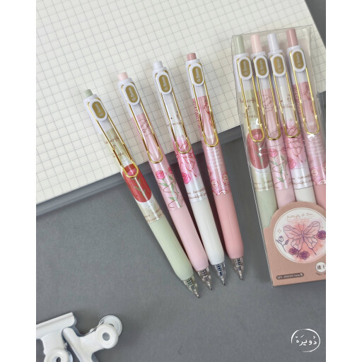 سيت اقلام جل Set of pens ,Butterfly & Rose