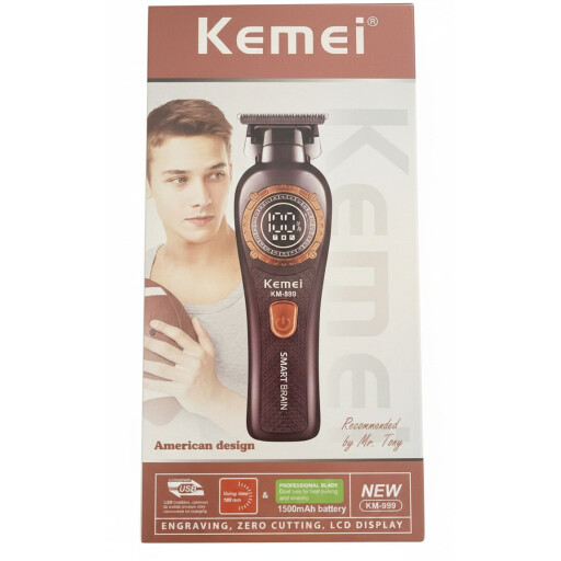 ماكينة حلاقة وتحديد احترافية من ماركة Kemei، الموديل KM-999.  لون احمر Kemei