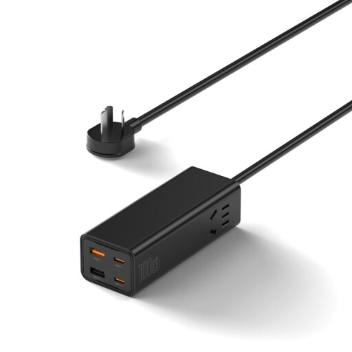 محطة شحن متعددة بمقبس UK من WiWU طراز Wi‑S005 بقدرة 100 واط وتقنية GaN (5 في 1) Wiwu Wi-S005 UK 100W GaN Charging Station for Laptop 5 in 1 Power Strip