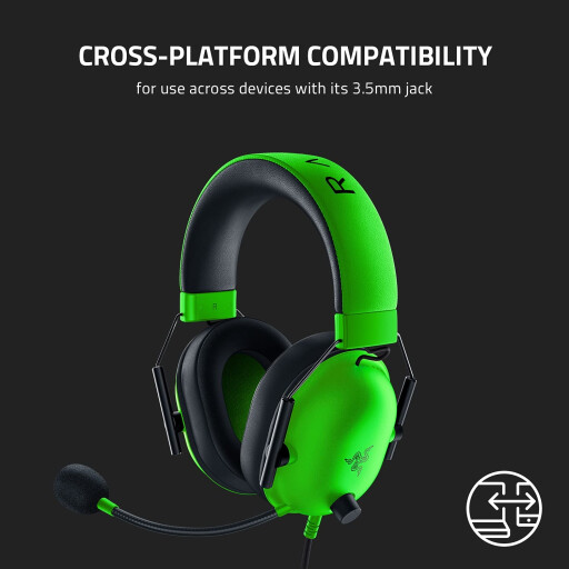 سماعة العاب ريزر بلاك شارك في٢ اكس اخضر + رايزر ديث أدر Essential أسود Razer Blackshark V2 X Gaming Headset Green + Razer Deathadder Essential Black